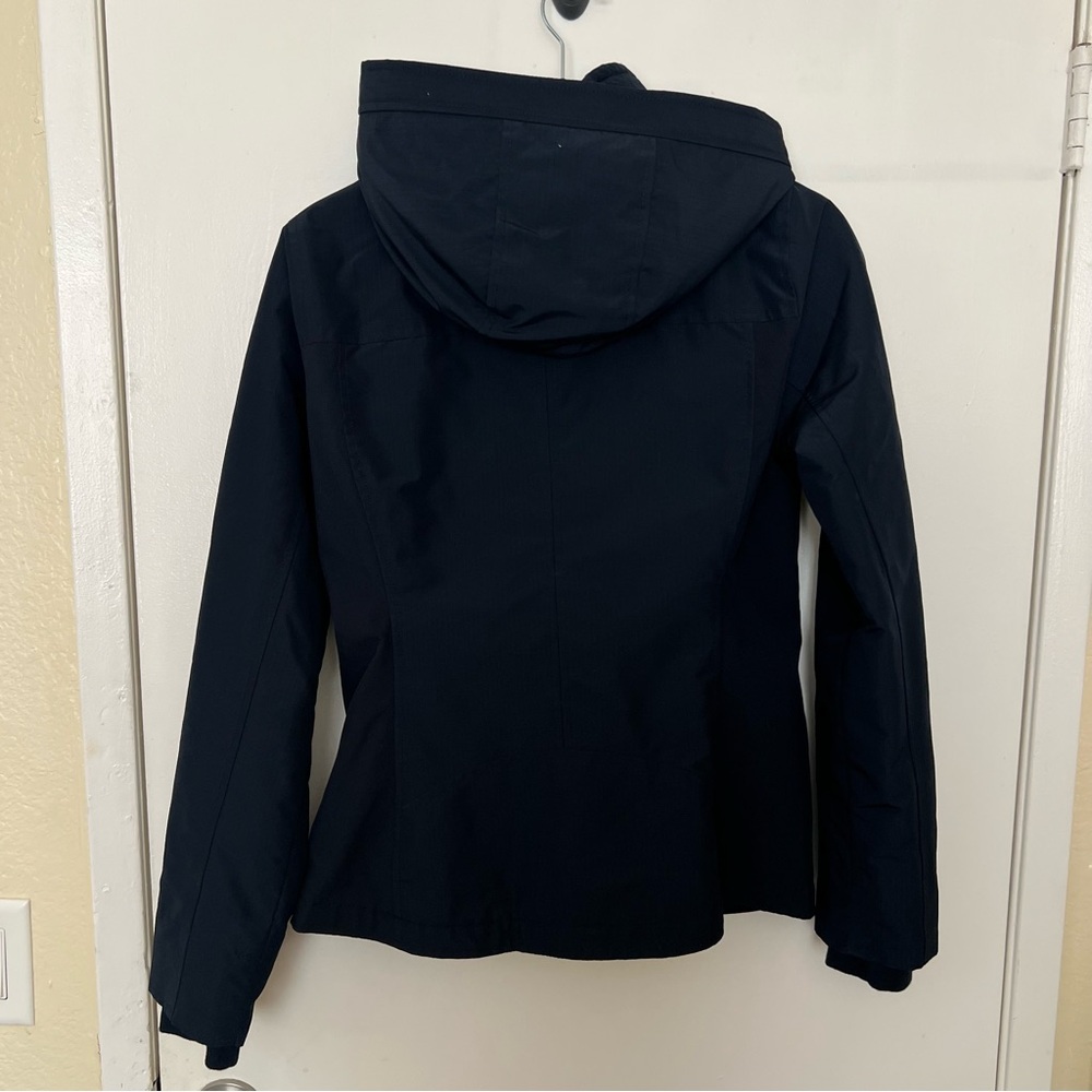 Hollister All-Weather Hooded Jacket Navy Blue Water Resistant Cozy Winter Wear - Picture 9 of 12